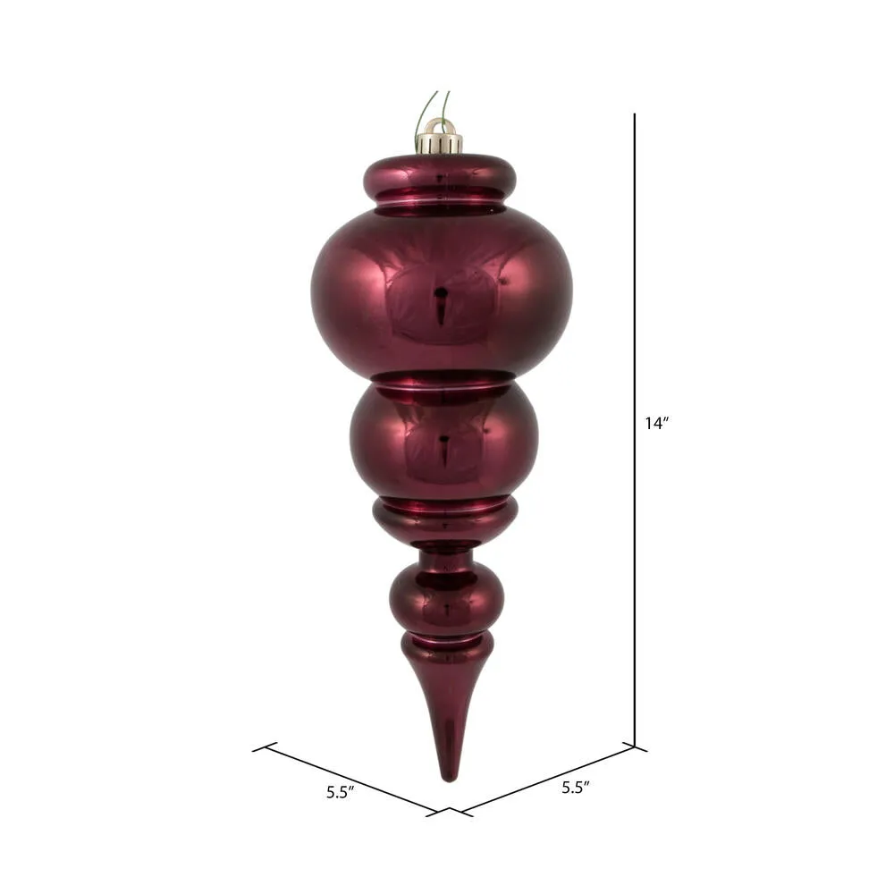 14" Burgundy Shiny Finial Ornament