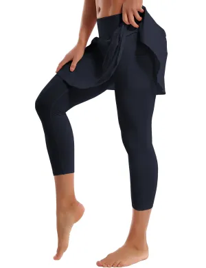 19" Capris Tennis Golf Skirted Leggings with Pockets darknavy_Jogging