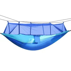 600lbs Load 2 Persons Hammock w/Mosquito Net Outdoor Hiking Camping Hommock Portable Nylon Swing Hanging Bed w/ Strap Hook Carry Bag