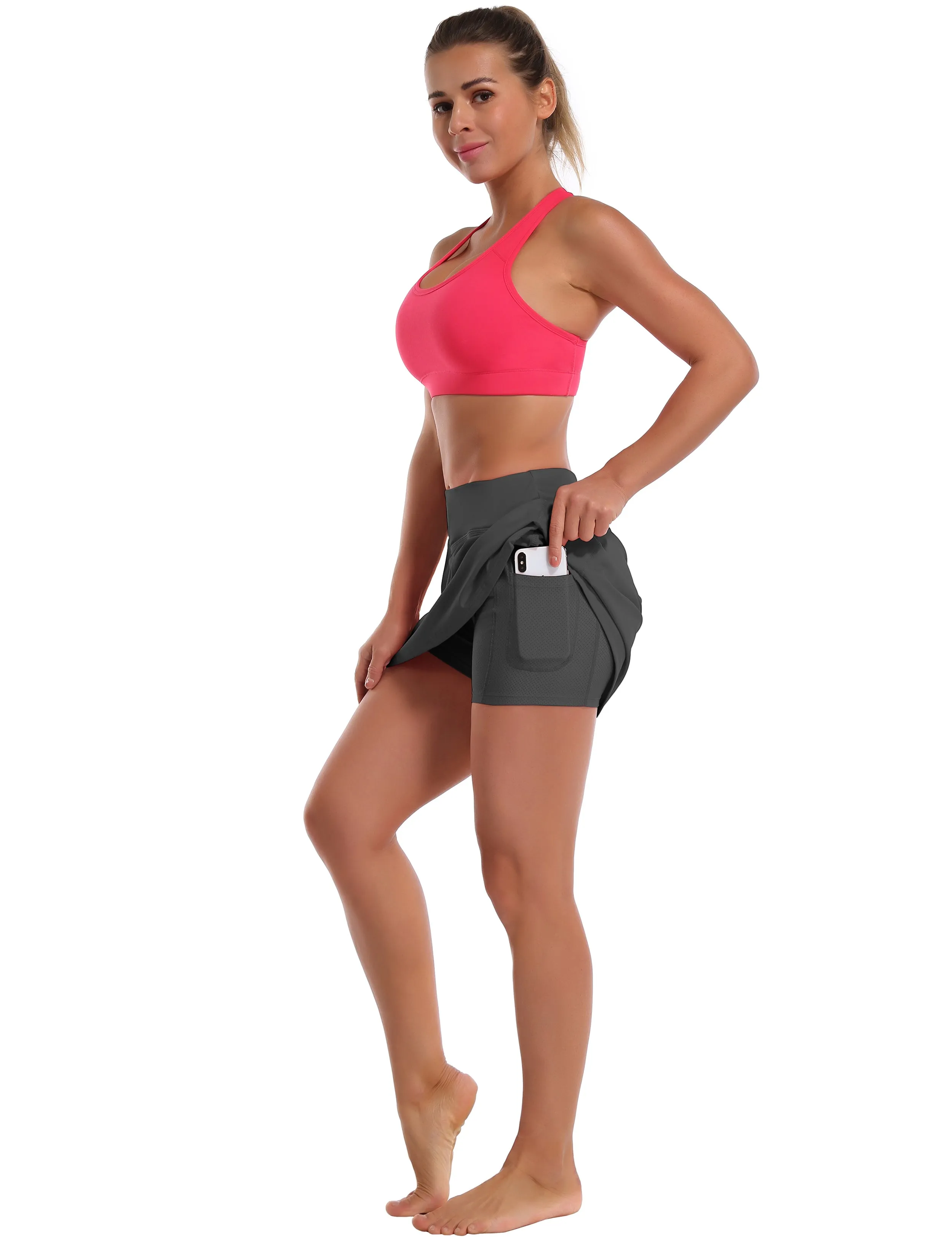 Athletic Tennis Golf Skort with Pockets Shorts shadowcharcoal ins_Jogging