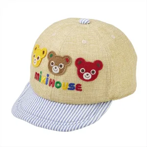 Blue Candy Striped Faux Straw Cap (UV Protection)