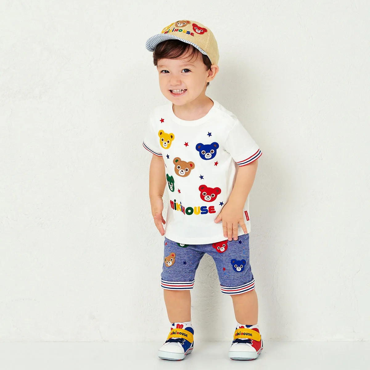 Blue Candy Striped Faux Straw Cap (UV Protection)