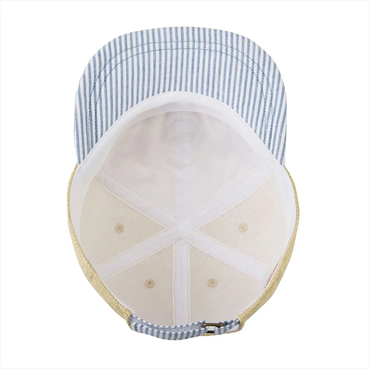 Blue Candy Striped Faux Straw Cap (UV Protection)