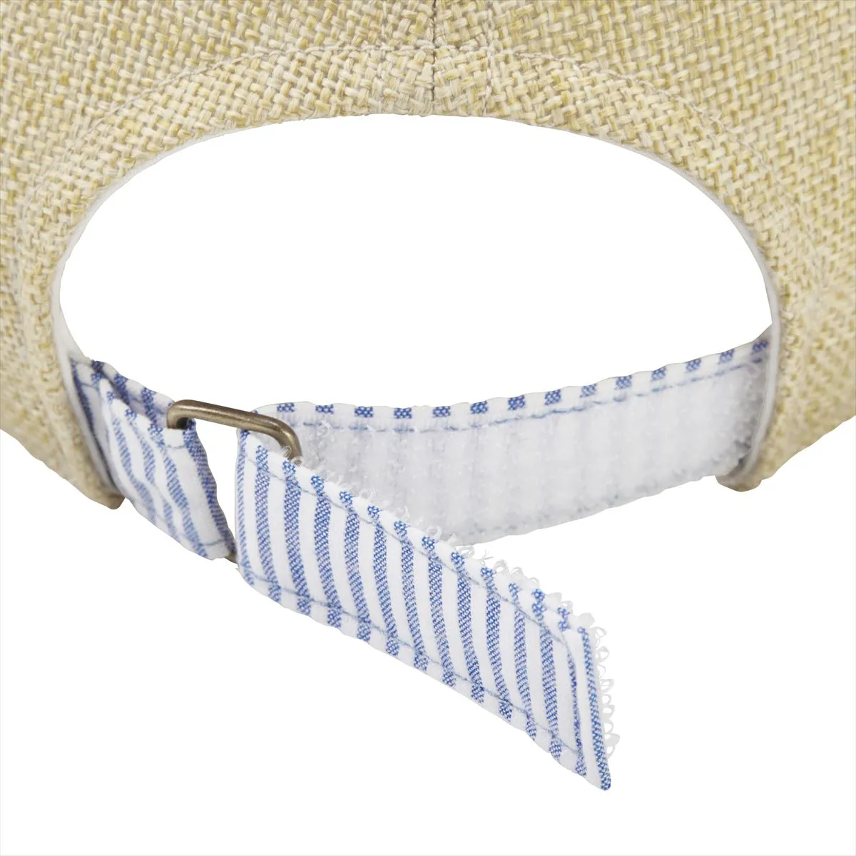 Blue Candy Striped Faux Straw Cap (UV Protection)