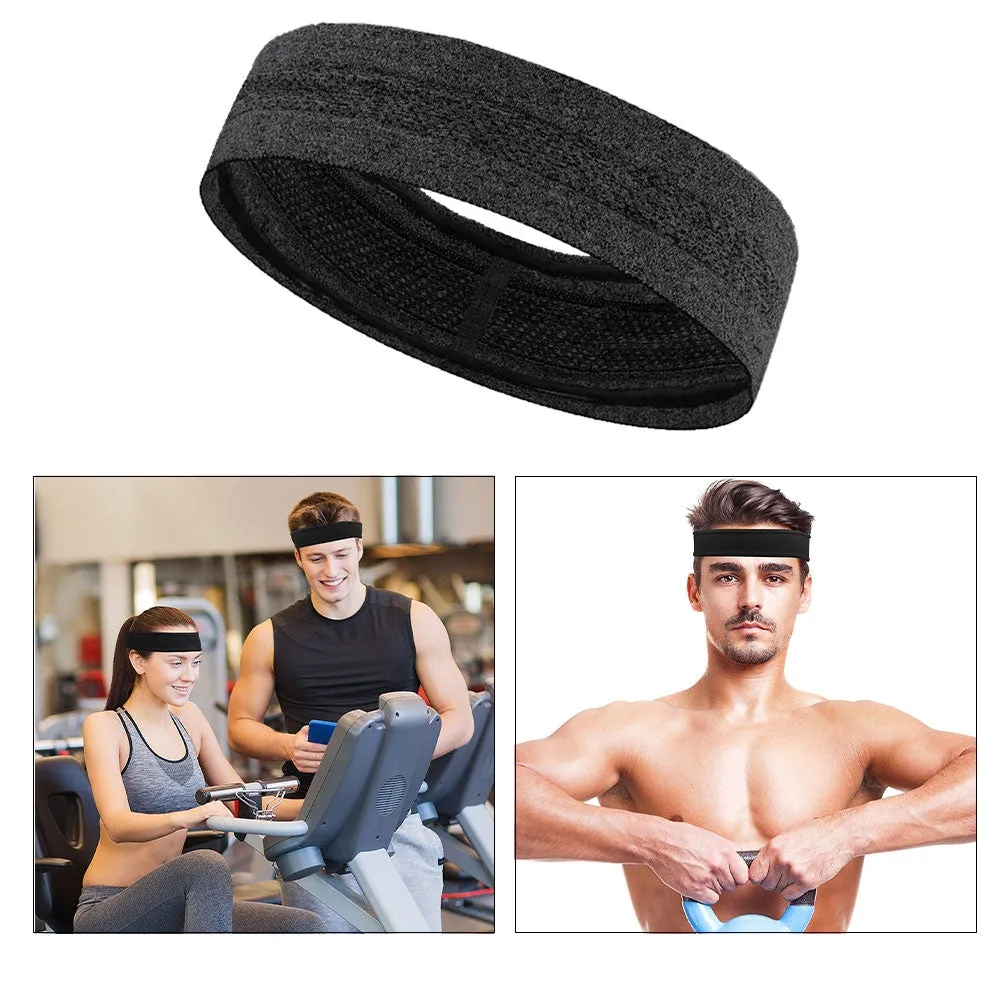 Breathable Fitness Sweatband (One-Size) Elastic Sports Headband Non-slip for running / workout / jogging - Black