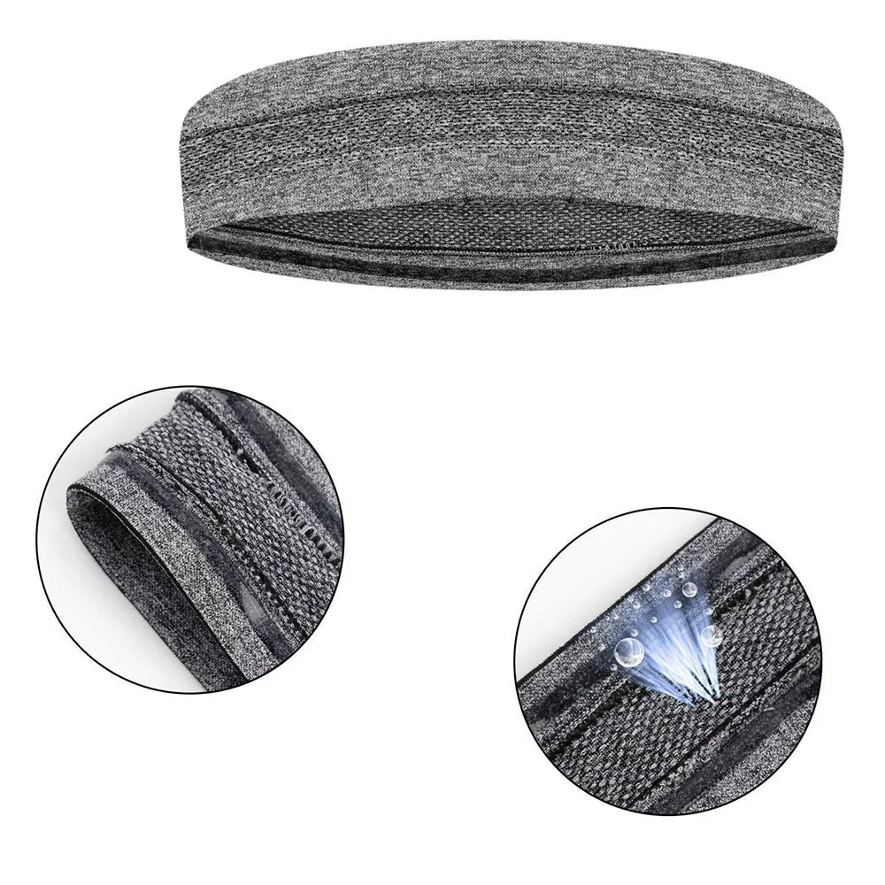 Breathable Fitness Sweatband (One-Size) Elastic Sports Headband Non-slip for running / workout / jogging - Black