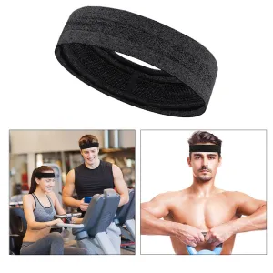 Breathable Fitness Sweatband (One-Size) Elastic Sports Headband Non-slip for running / workout / jogging - Black