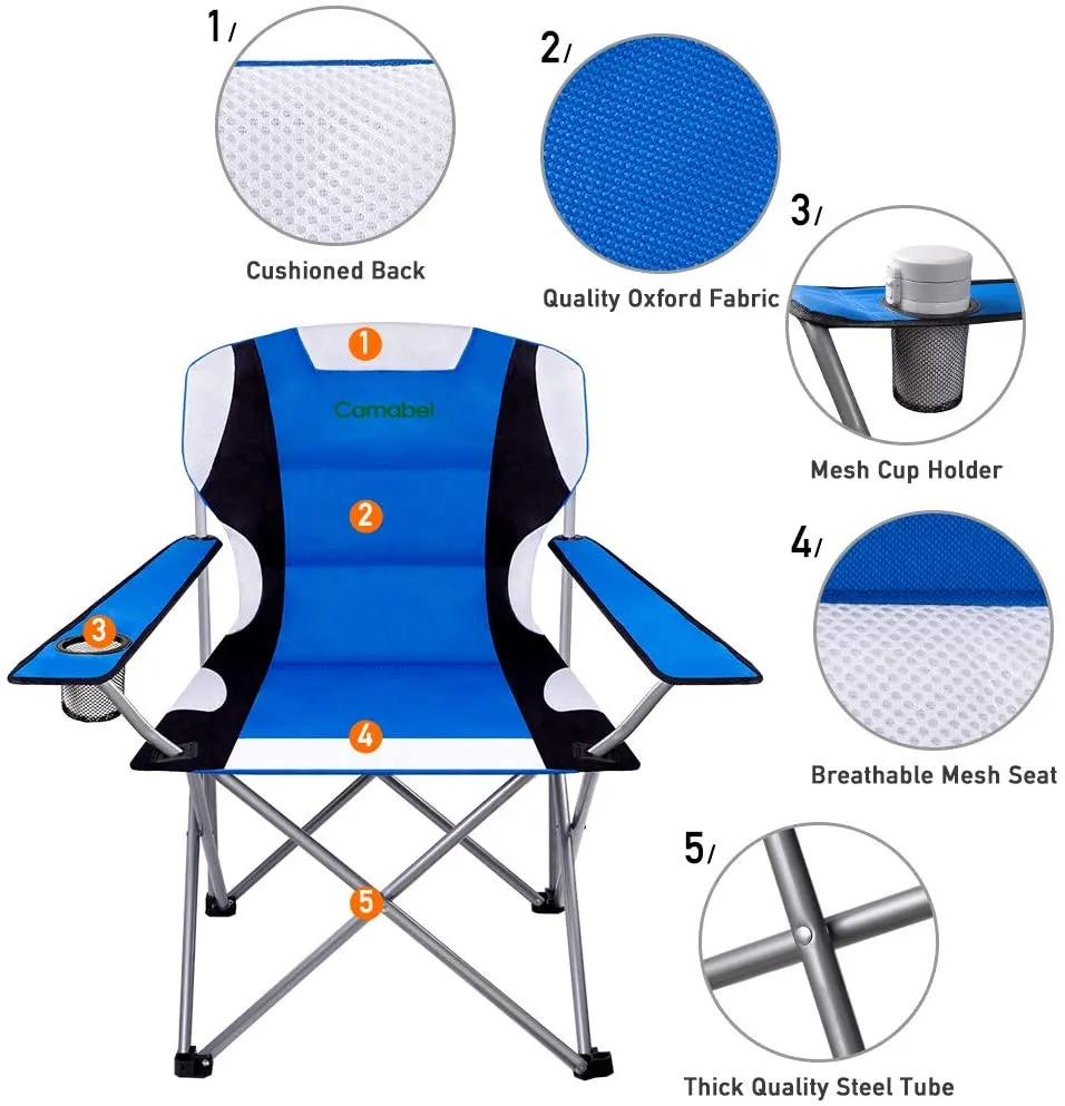 Camabel Folding Camping Chairs Outdoor Lawn Chair Foldable Sports Chair Lightweight Model No. ET062