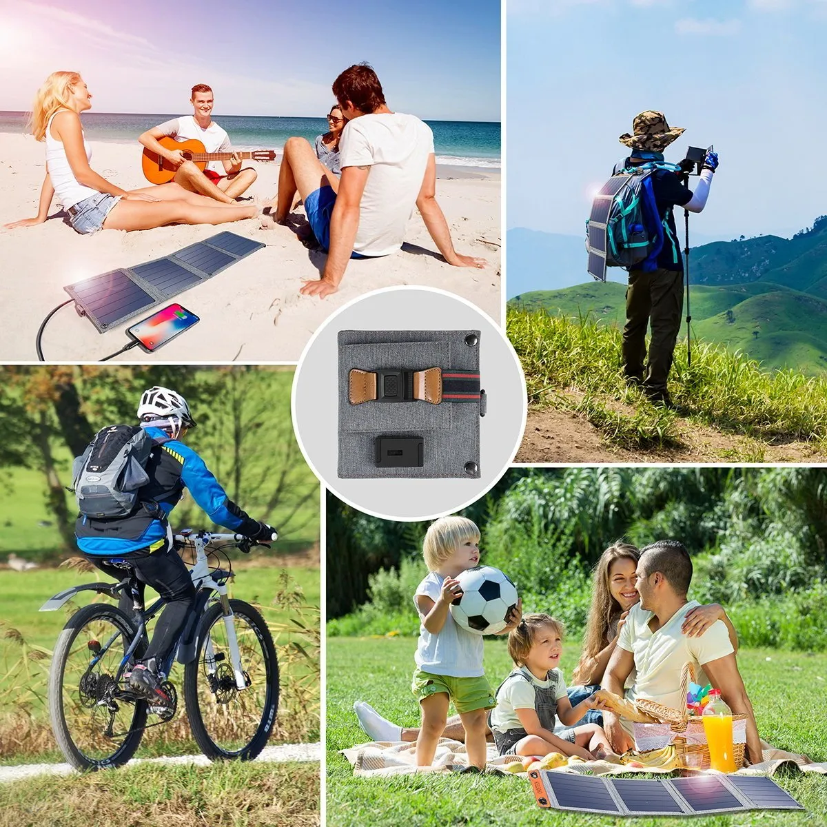 CHOETECH 14W USB Foldable Solar Panel Powered Portable Charger