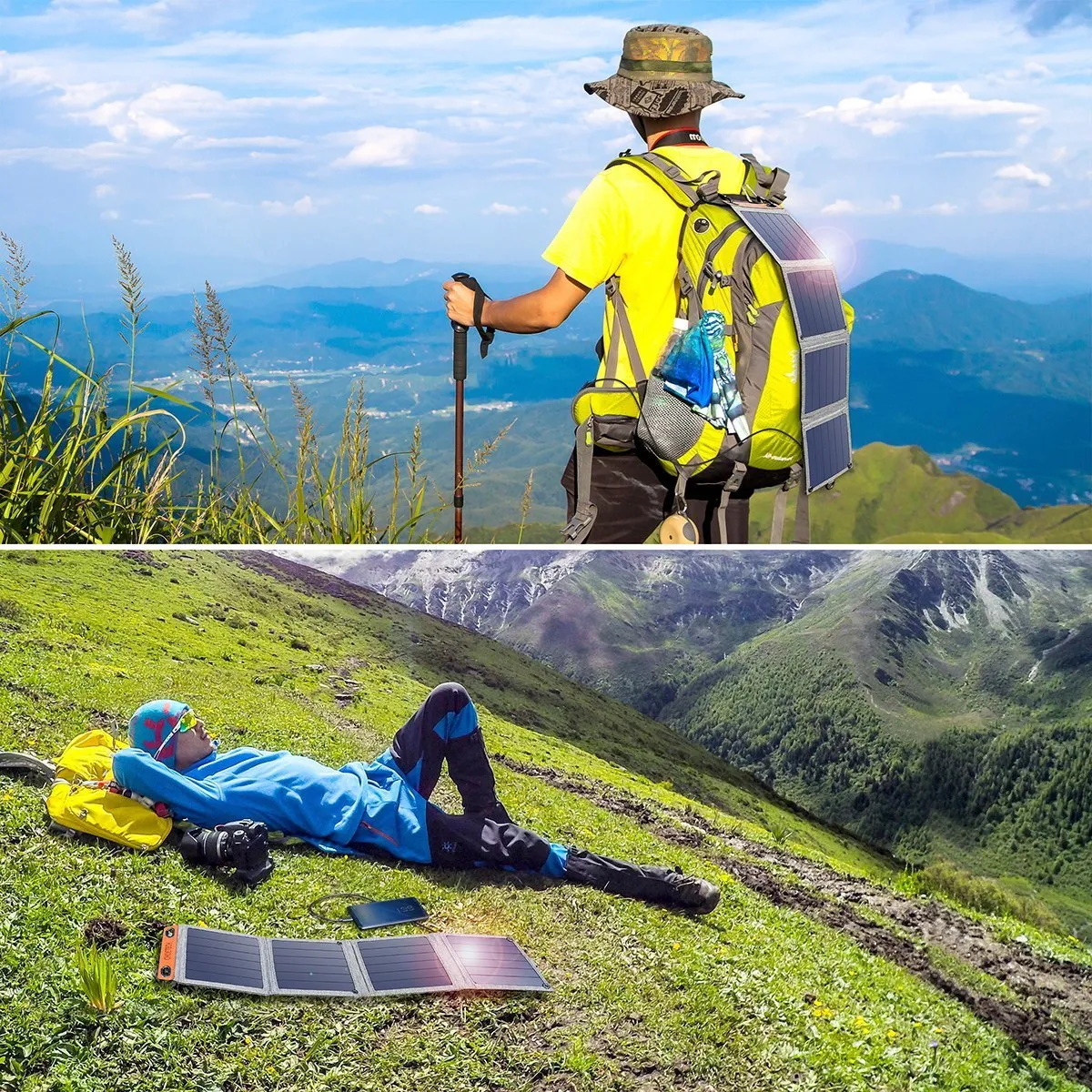 CHOETECH 14W USB Foldable Solar Panel Powered Portable Charger