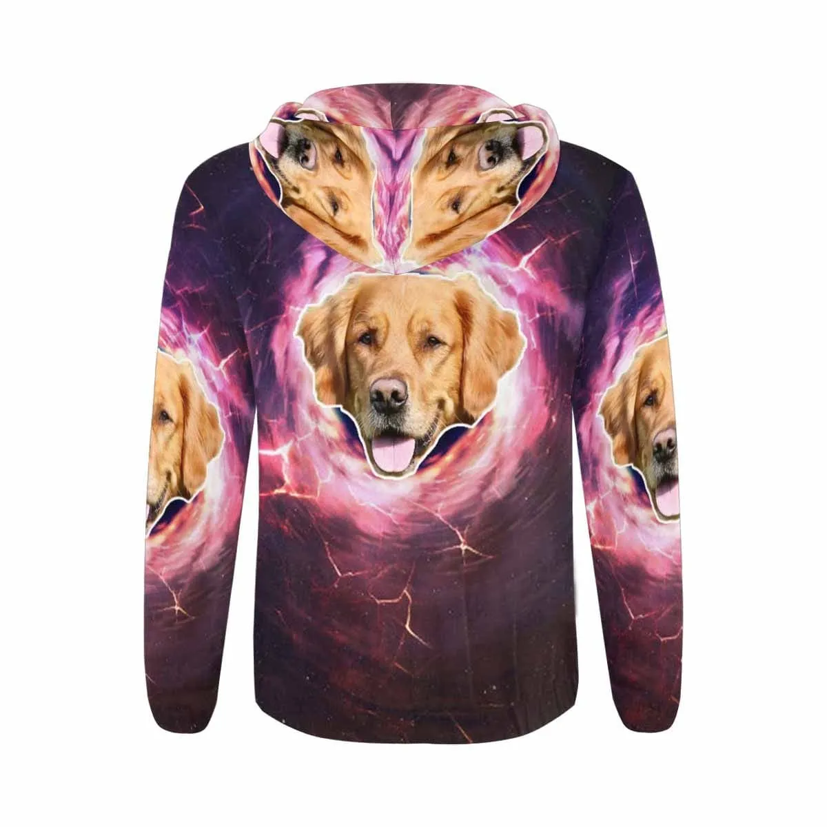 Custom Dog Face Full Zip Hoodie Design Purple Magic Men's All Over Print Hoodie with Pet Photo