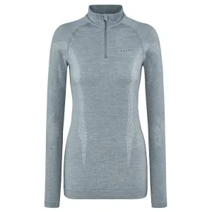 Falke Long Sleeve Zip Wool Tech Shirt - Grey Heather