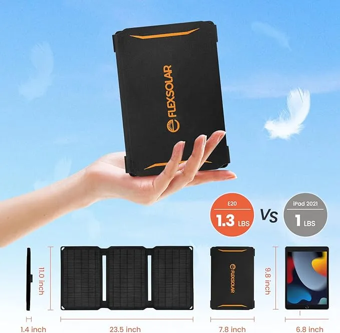 FlexSolar® E20 Portable Solar Phone Charger | 20W Official Refurbished