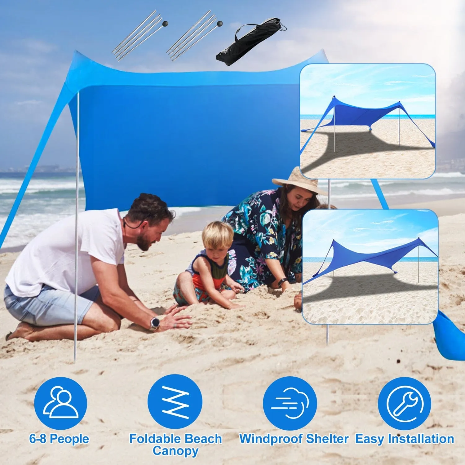 Foldable Beach Canopy Tent Collapsible Shade