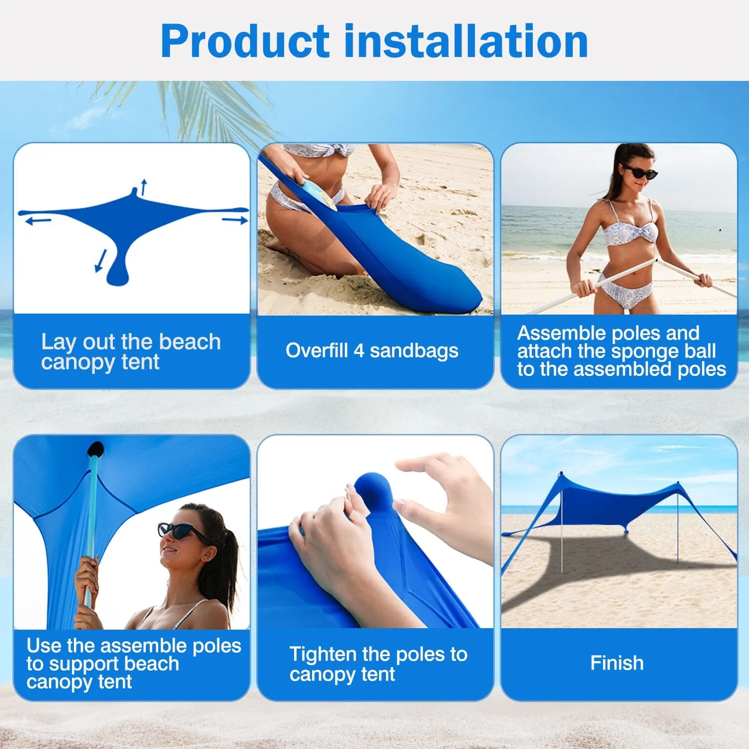 Foldable Beach Canopy Tent Collapsible Shade