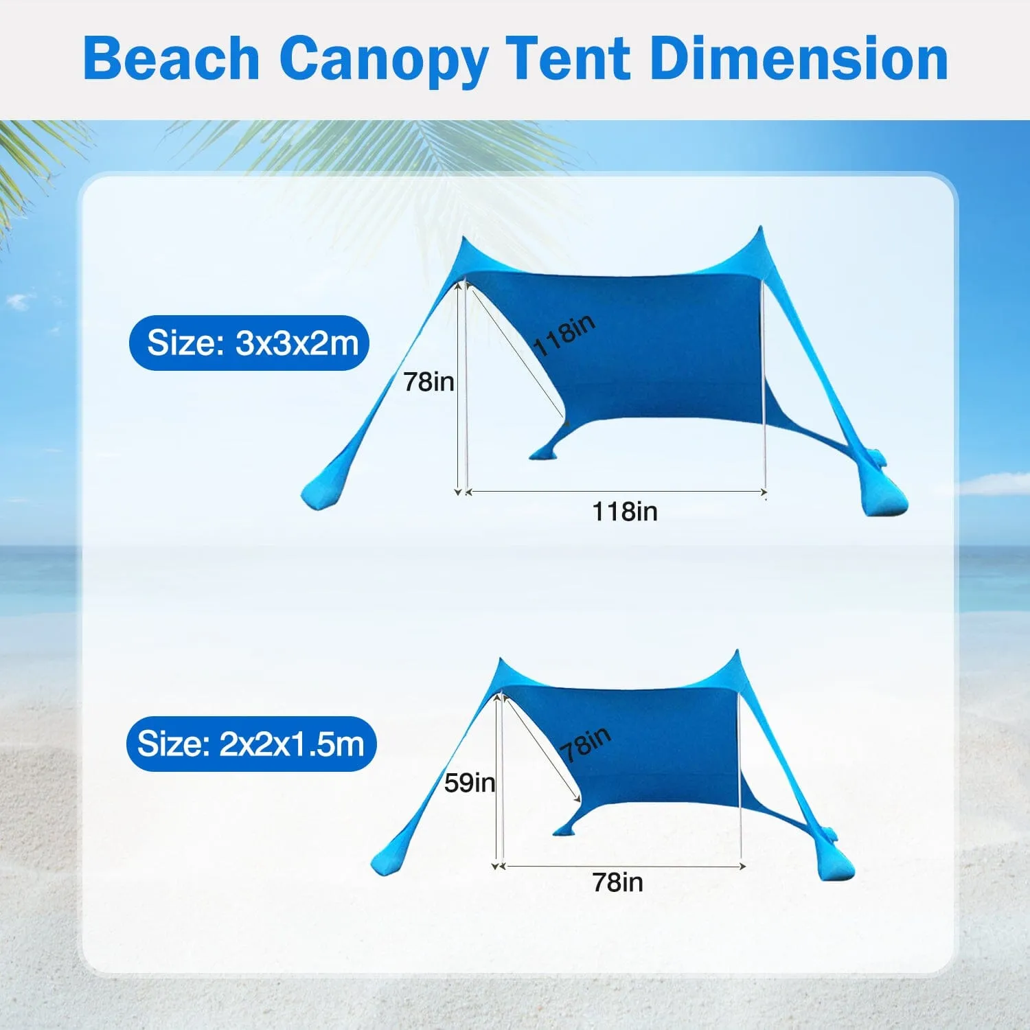 Foldable Beach Canopy Tent Collapsible Shade