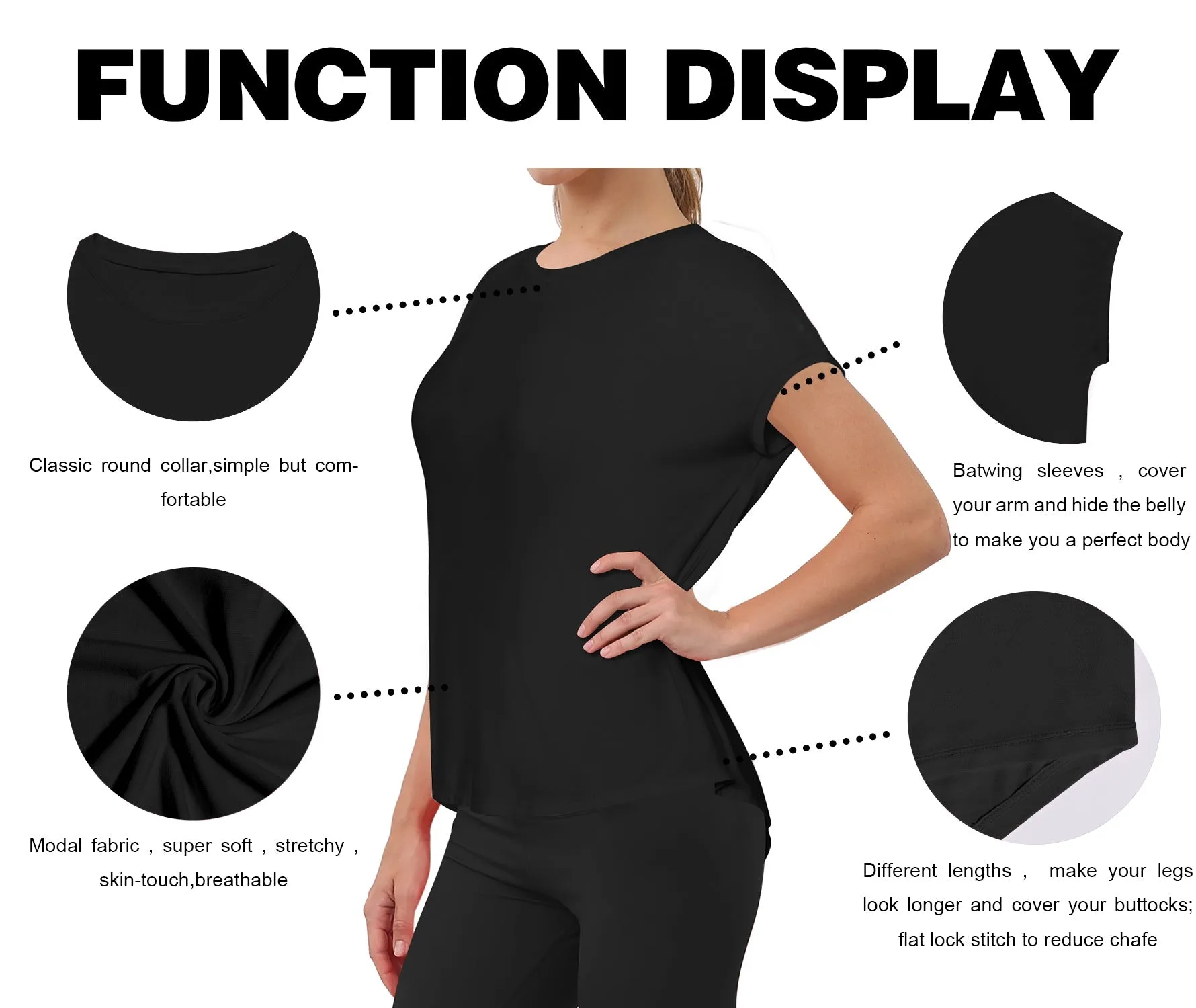 Hip Length Short Sleeve Shirt black_Jogging