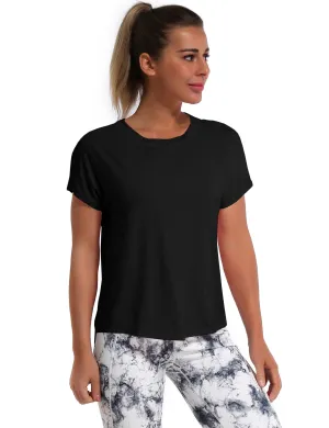 Hip Length Short Sleeve Shirt black_Jogging