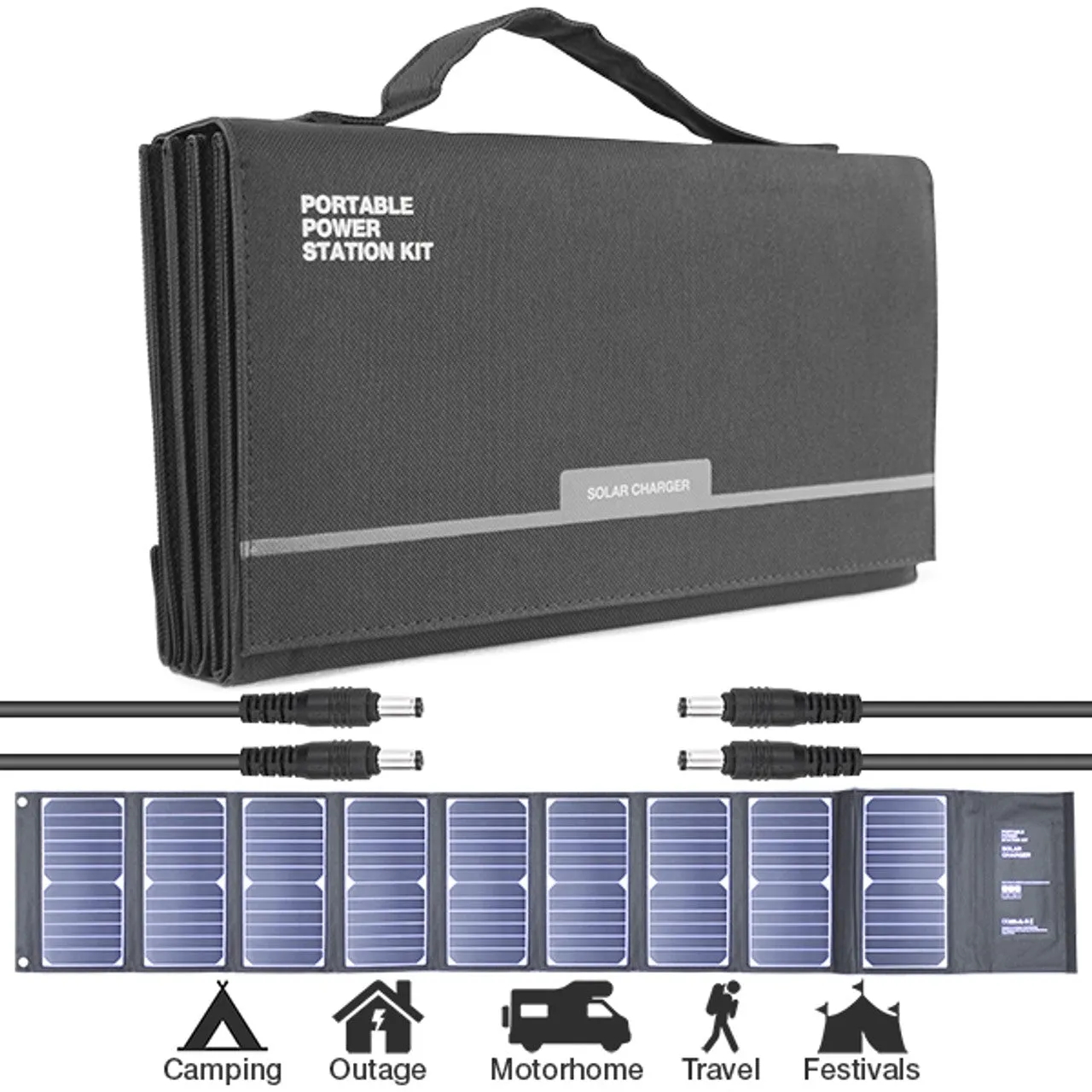 Hyundai H60 Portable & Foldable 60W Solar Charger USB & DC Connectivity for Outdoor Power Supply