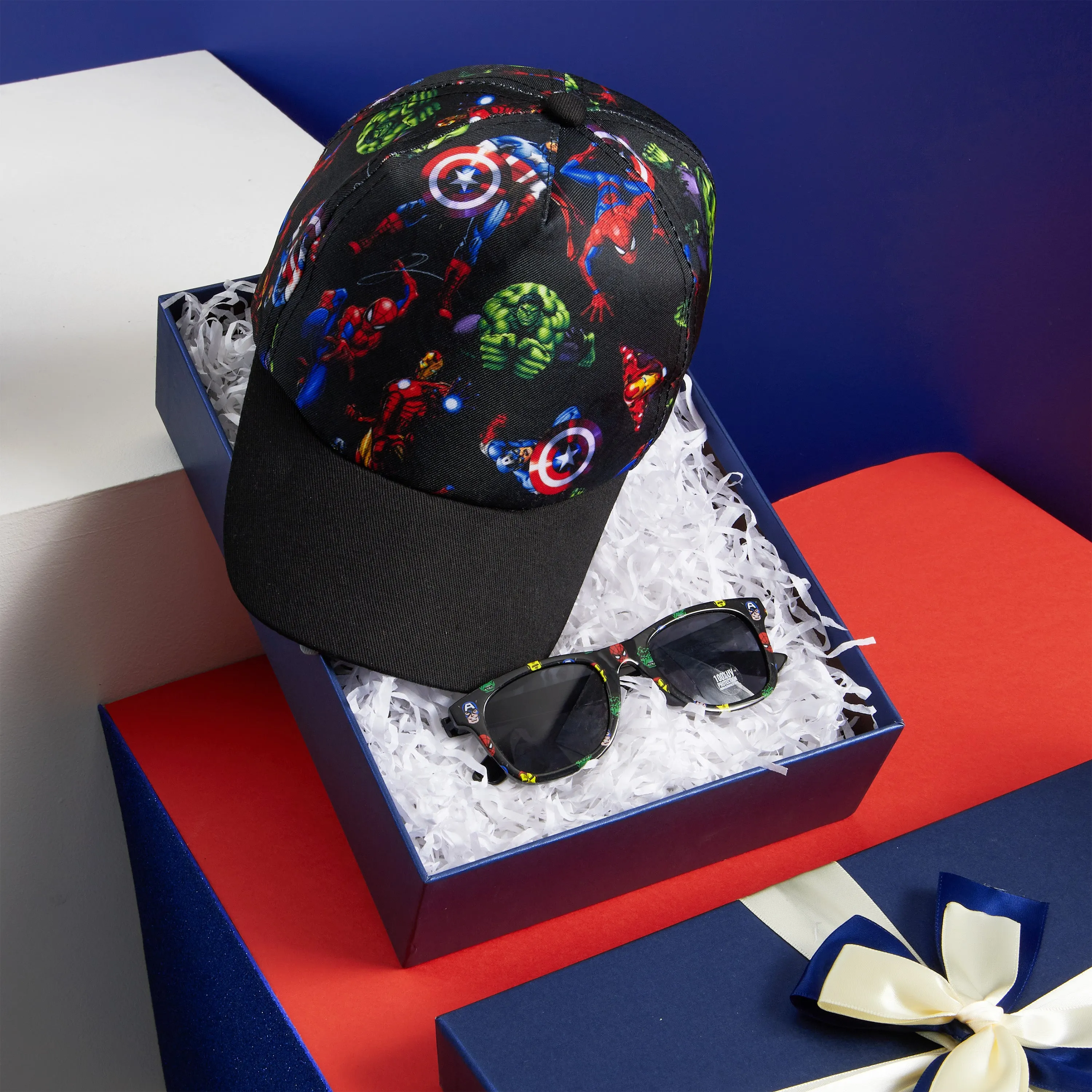 Marvel Baseball Cap and Kids Sunglasses -Boys 100% UV Protection Breathable Hat
