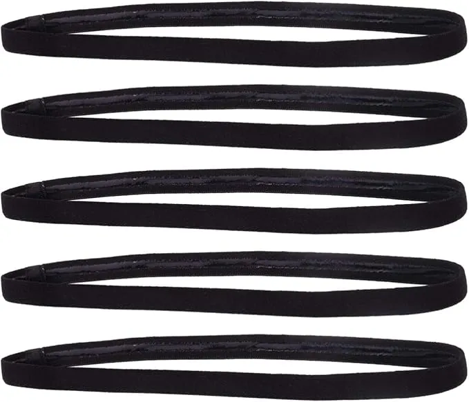Minkissy 5Pcs Non Slip Yoga Hair Band Stretchy Workout Headband Athletic Hair Accessories for Football Basketball Soccer Tennis Yoga Golf White