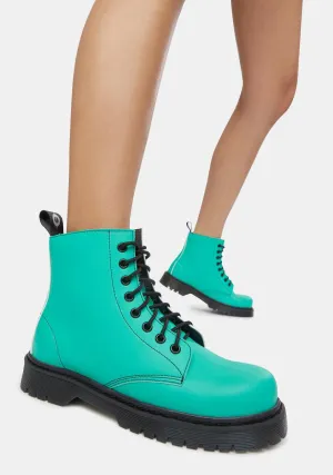 Mint Green 651 D Vegan Leather Lace-Up Boots