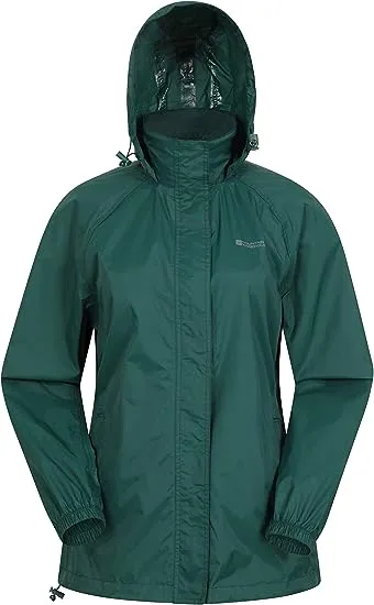 Mountain Warehouse Pakka Womens Waterproof Packable Jacket - Foldaway Hood Jacket, Ladies Coat, Lightweight Rain Jacket - For Spring Summer, Walking, Travelling