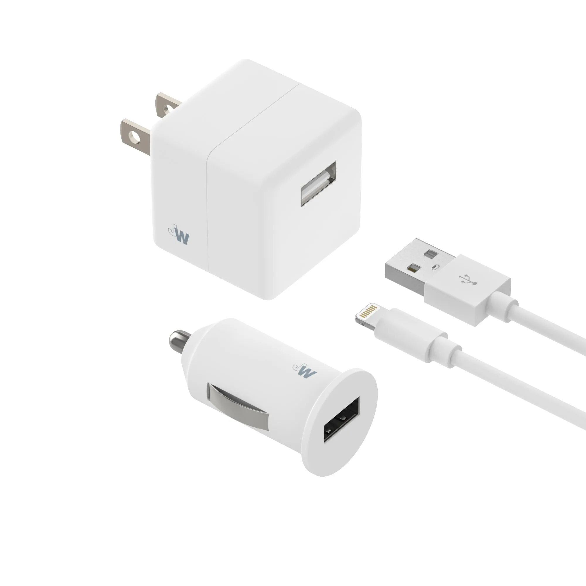 Single USB Car & Wall Charger with 5ft Apple Lightning Cable
