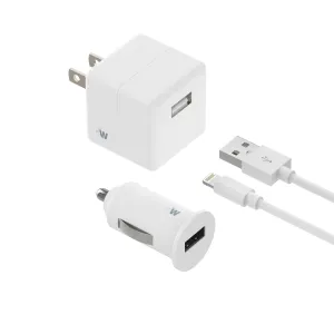 Single USB Car & Wall Charger with 5ft Apple Lightning Cable