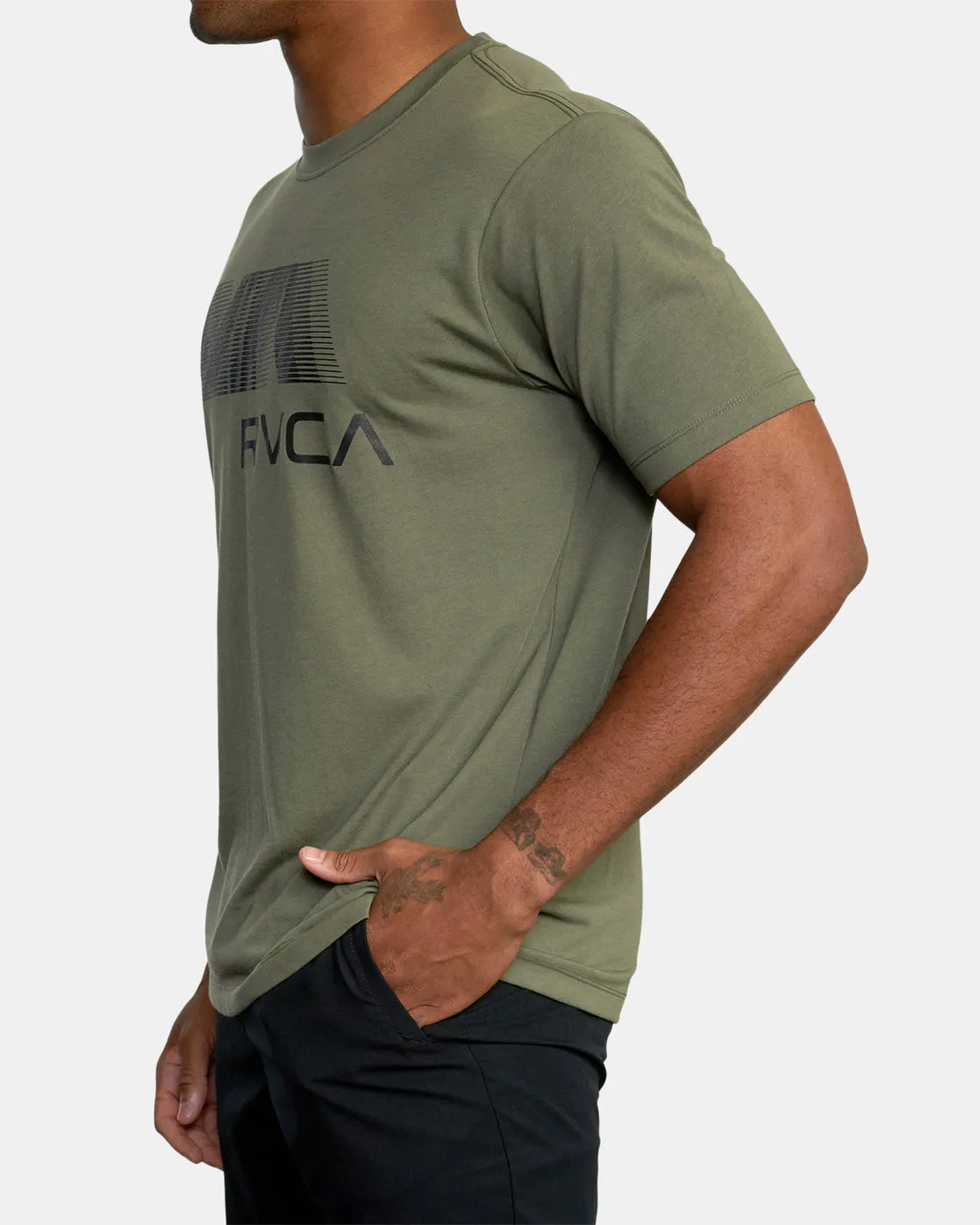 VA RVCA Blur Short Sleeve Performance Tee - Olive